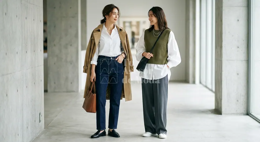 blusa blanca mujer con pantalón sastre falda y capas ligeras en distintos looks