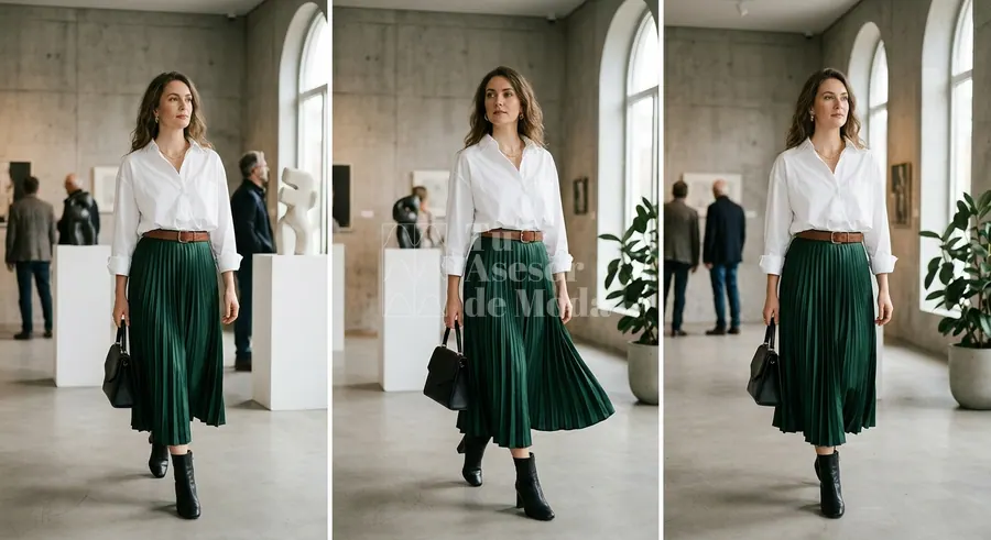 camisa oversize de mujer combinada con falda midi