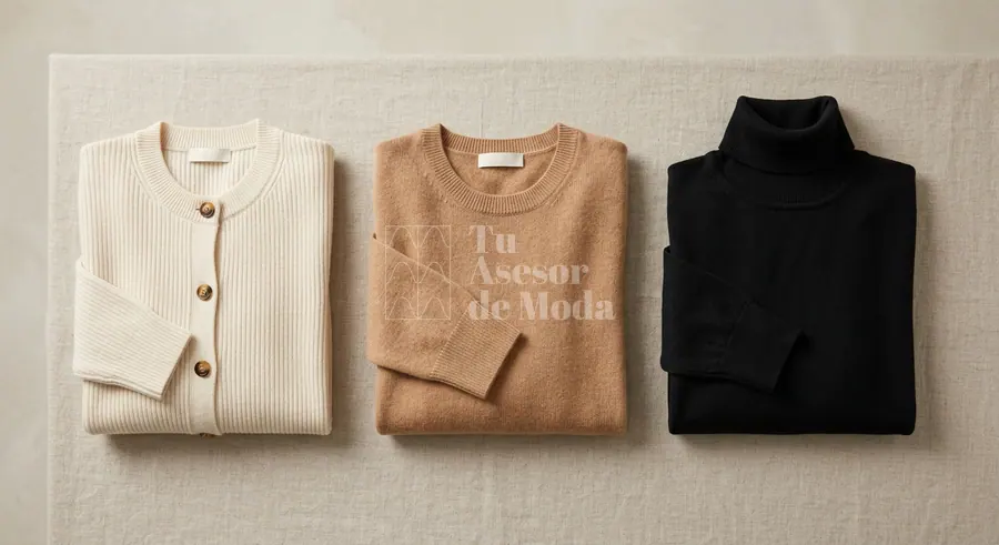 prendas neutras de armario cápsula femenino en una composición editorial