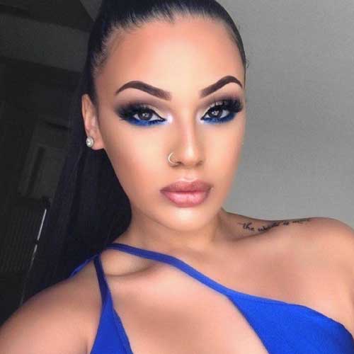 maquillaje-con-vestido-azul