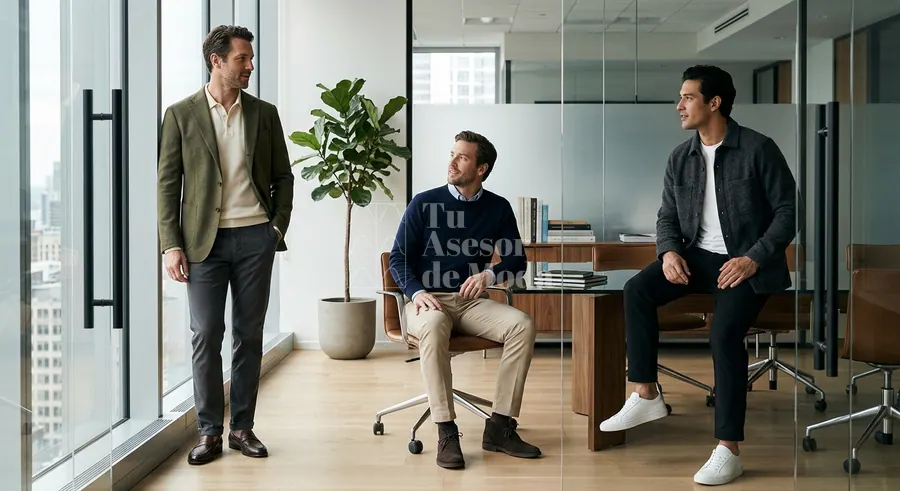 looks de oficina en azul marino beige gris y tonos neutros