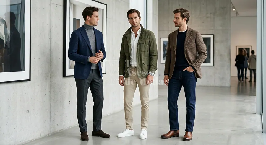 errores y aciertos visuales del smart casual masculino con distintos niveles de formalidad