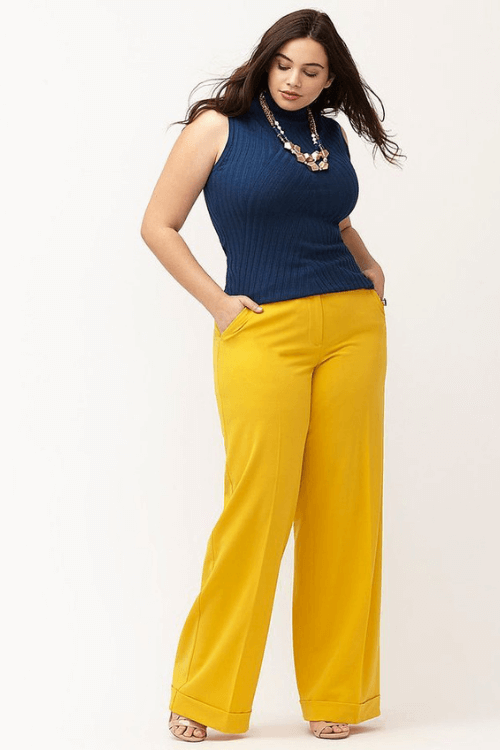 look pantalon color para mujeres gorditas