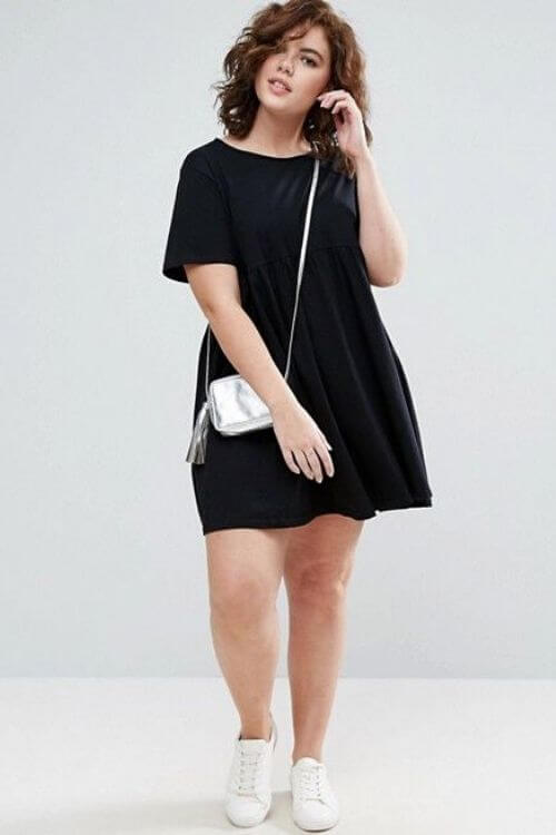 looks para gorditas con tenis y vestido