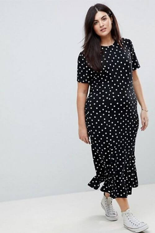 outfits para gorditas con tenis y vestido