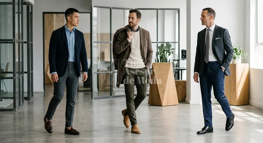 mocasines derbies botas chelsea y zapatillas minimalistas en looks de oficina masculinos