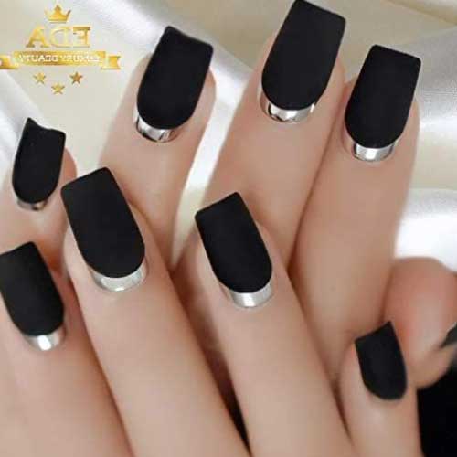 UÑAS PARA VESTIDO NEGRO, color, acrílico, Dorado, Plata 2023