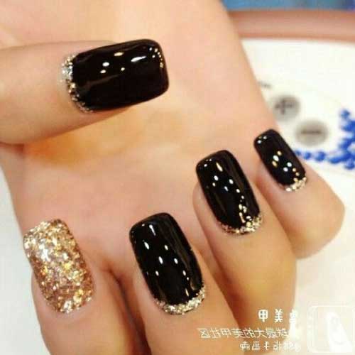 UÑAS PARA VESTIDO NEGRO, color, acrílico, Dorado, Plata 2023