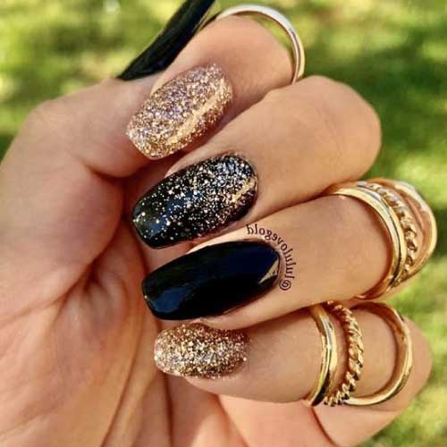 UÑAS PARA VESTIDO NEGRO, color, acrílico, Dorado, Plata 2023